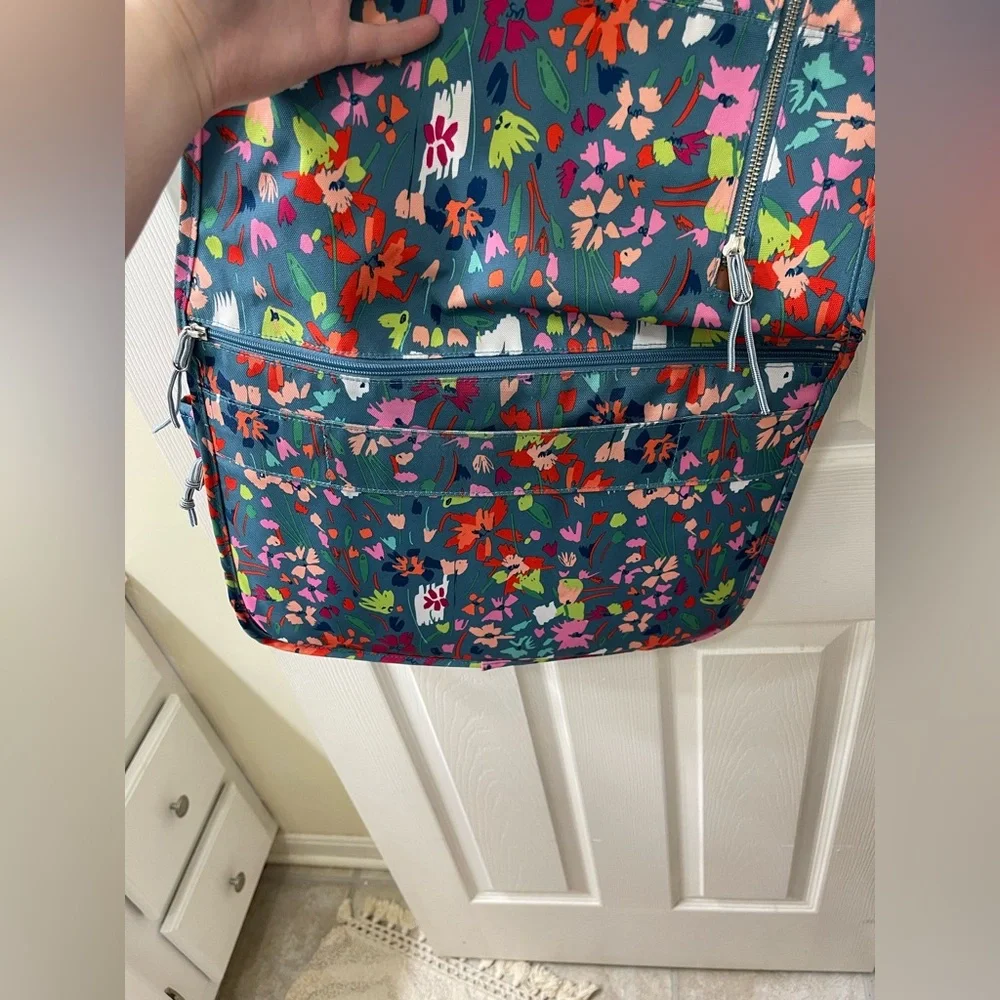 Vera Bradley Floral Laptop Crossbody Bag in Teal Multicolor